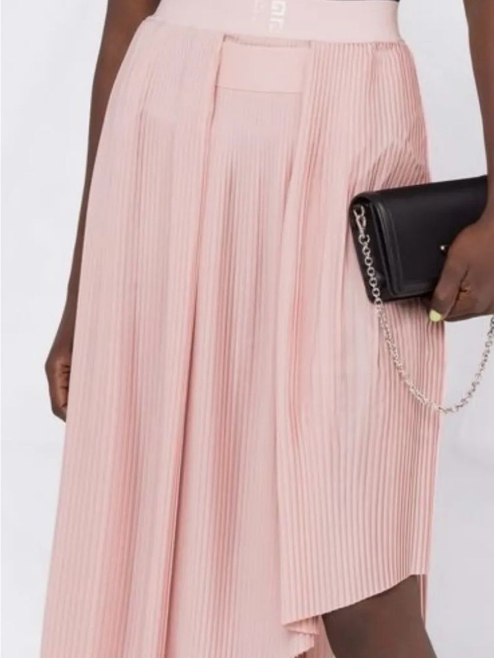 Givenchy Asymmetrical Pleated Midi Skirt in Blush Pink